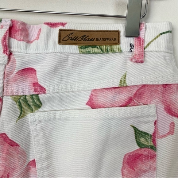 VINTAGE BILL BLASS Easy Fit High Waisted Cropped Mom Jeans White Floral 80s 90s - Picture 7 of 9